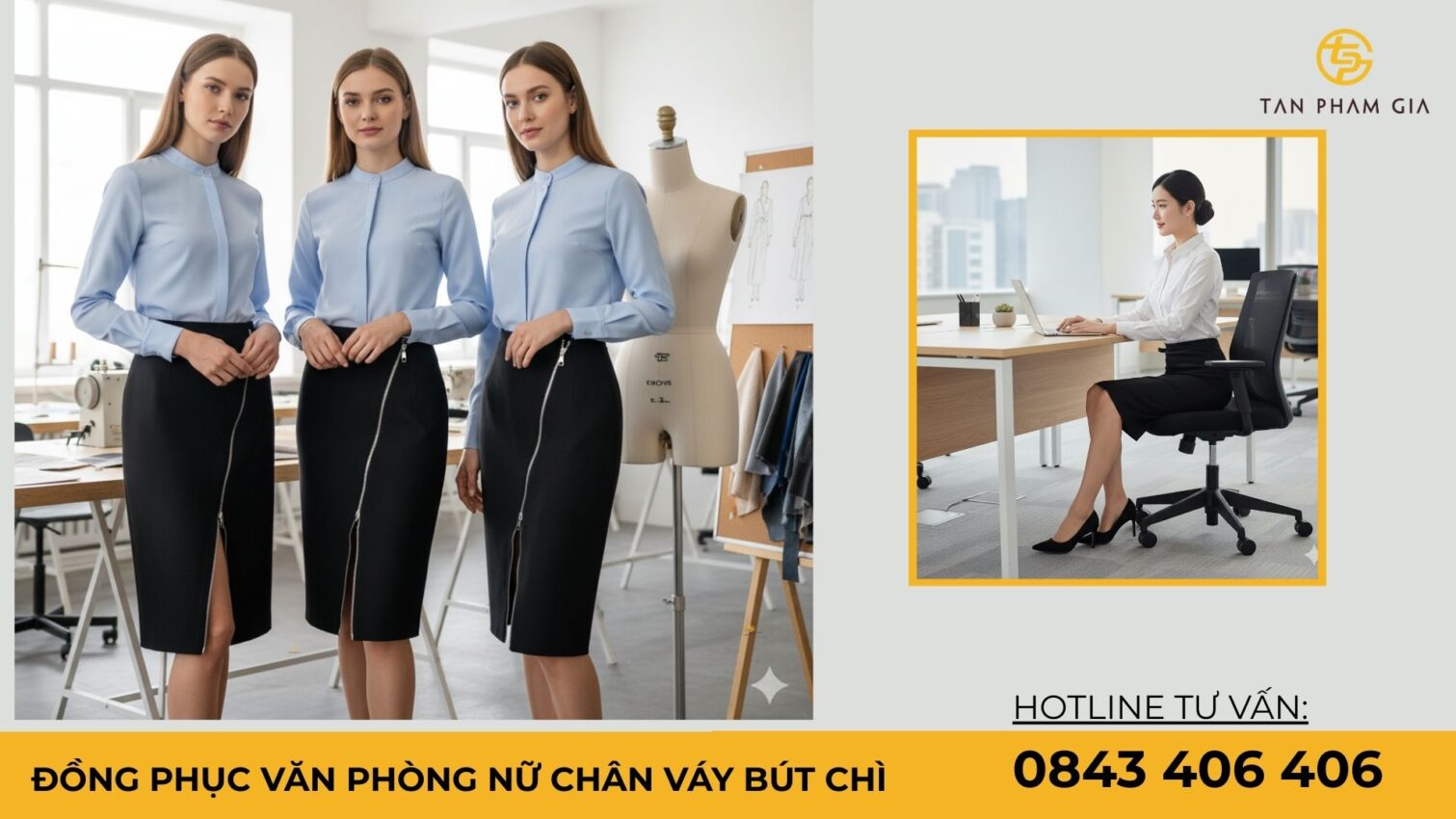 Đồng phục văn phòng nữ chân váy bút chì