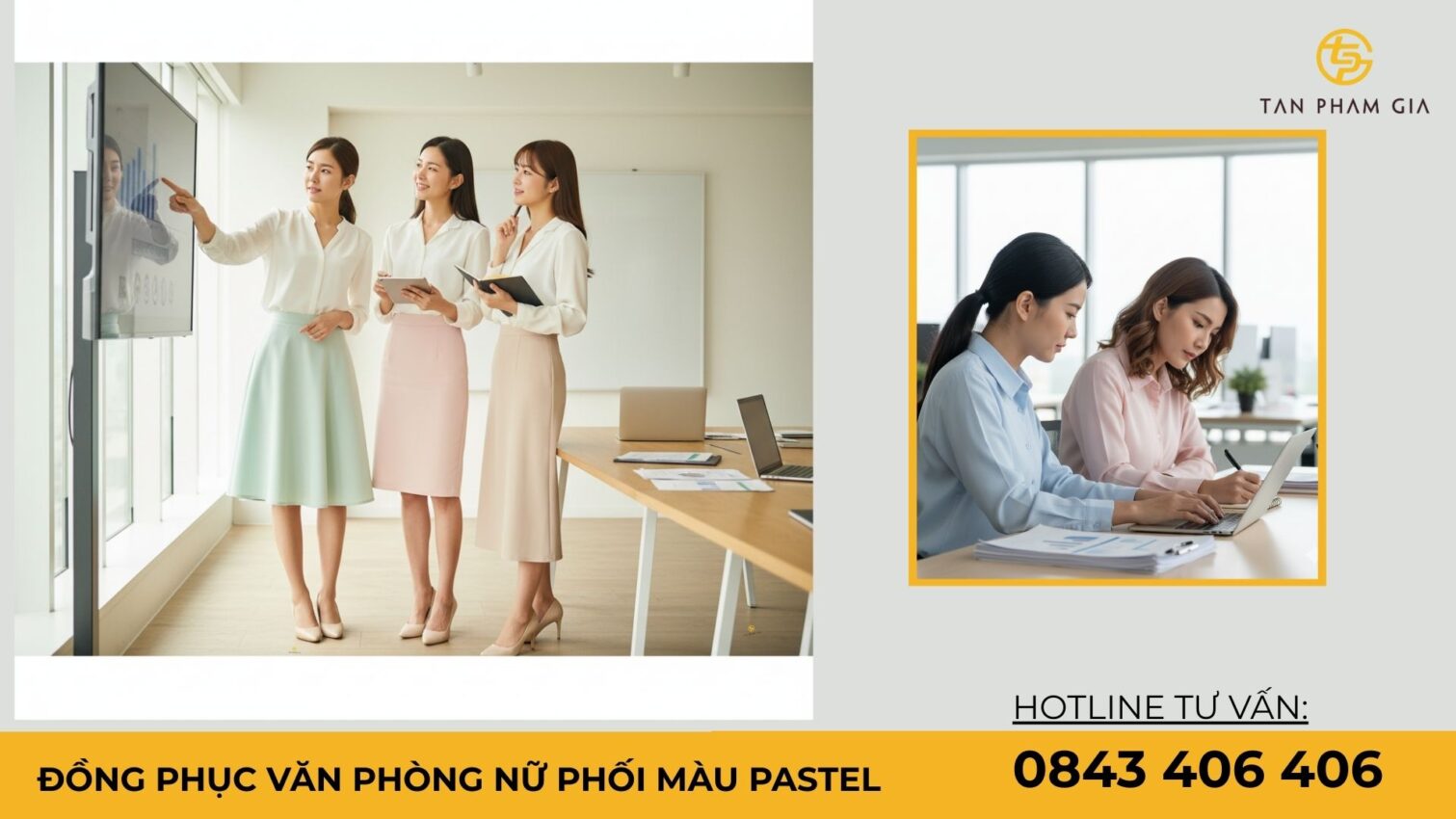 Đồng phục văn phòng nữ phối màu pastel