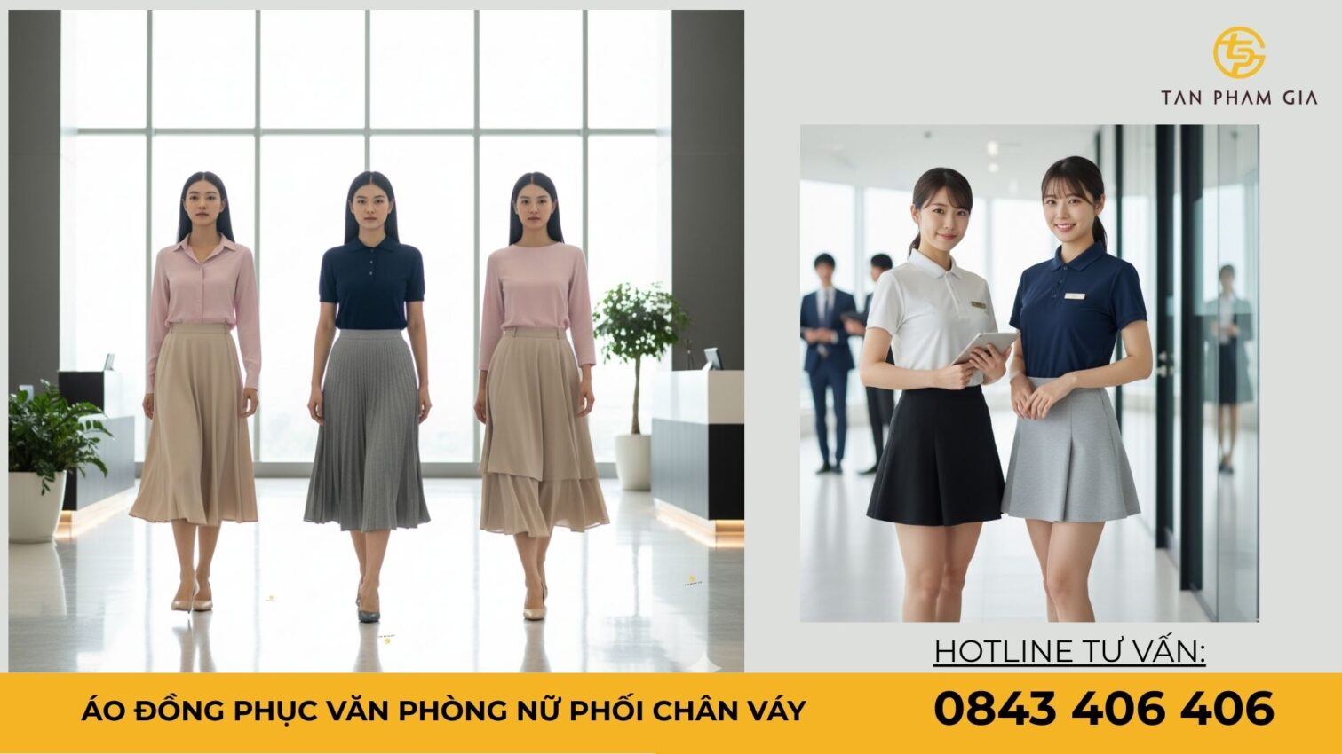áo đồng phục văn phòng nữ phối chân váy