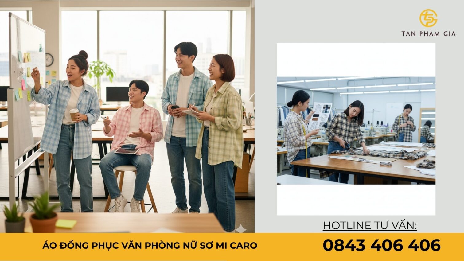 Áo đồng phục văn phòng nữ sơ mi caro