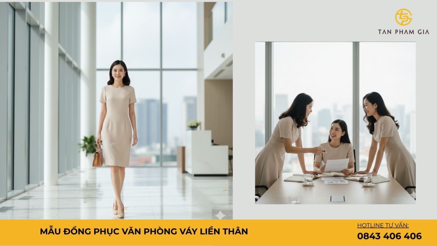 Mẫu đồng phục văn phòng váy liền thân