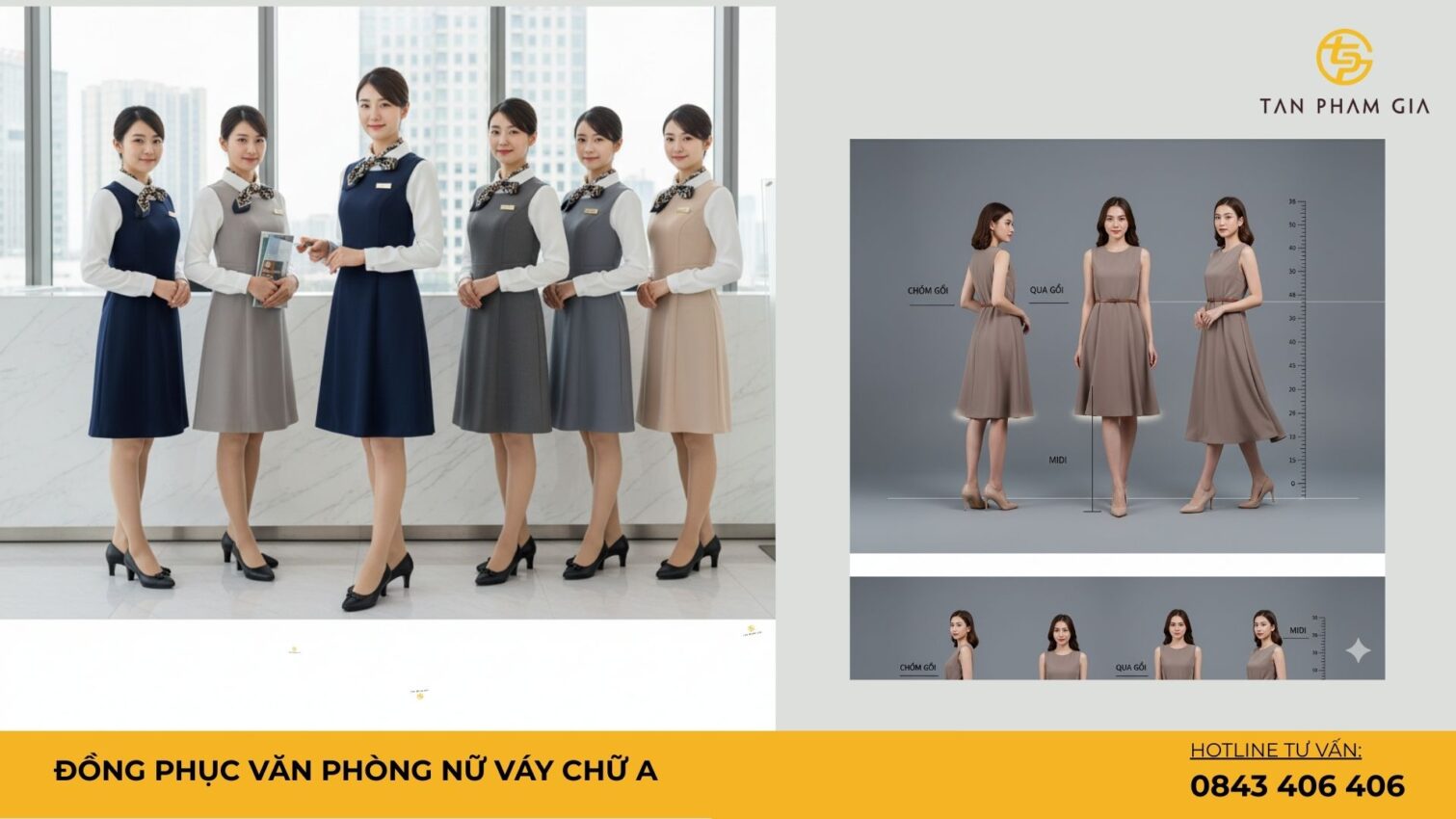 Đồng phục văn phòng nữ váy chữ A