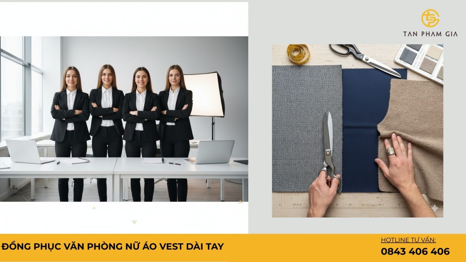 Đồng phục văn phòng nữ áo vest dài tay