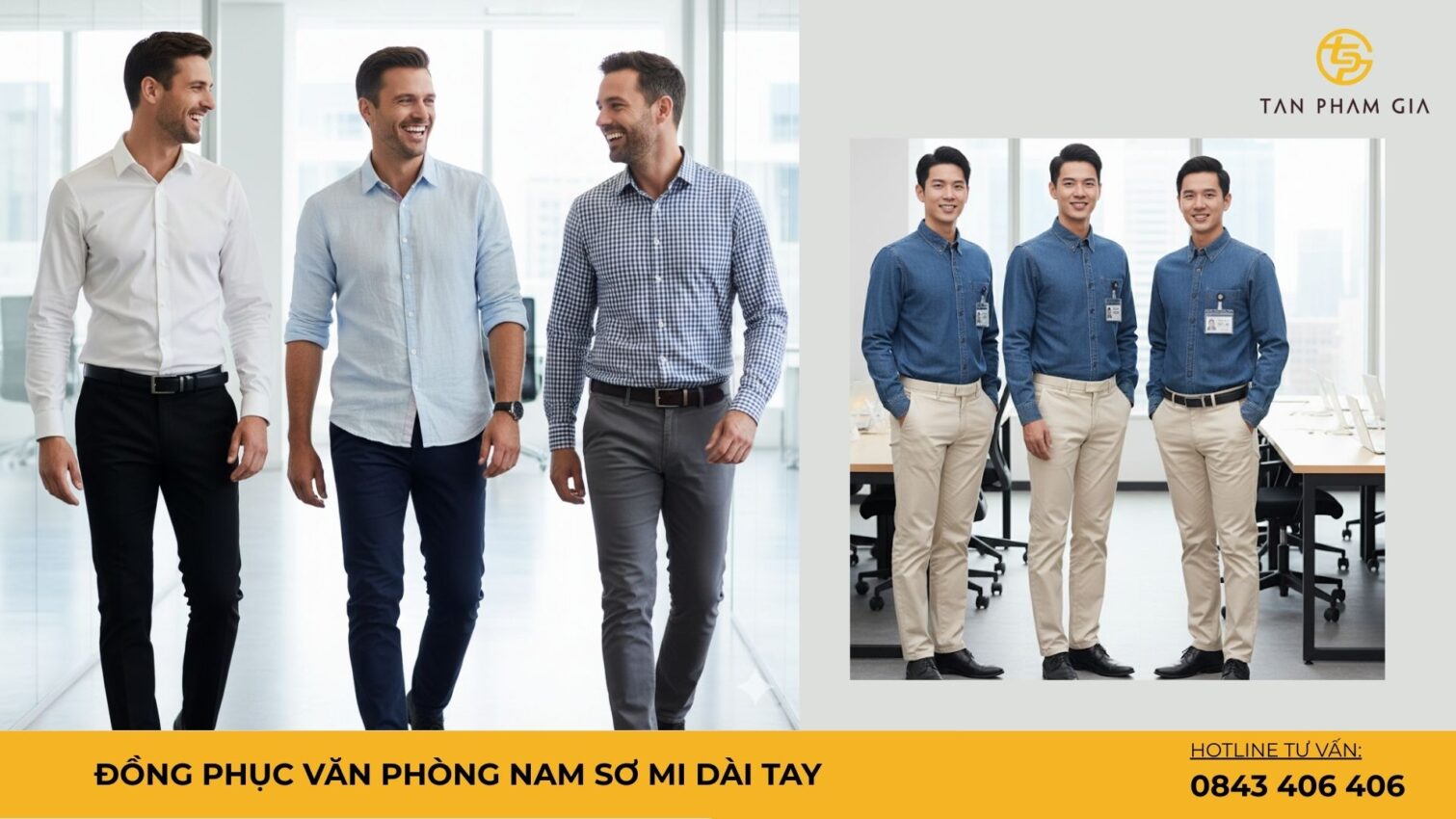 Đồng phục văn phòng nam sơ mi dài tay