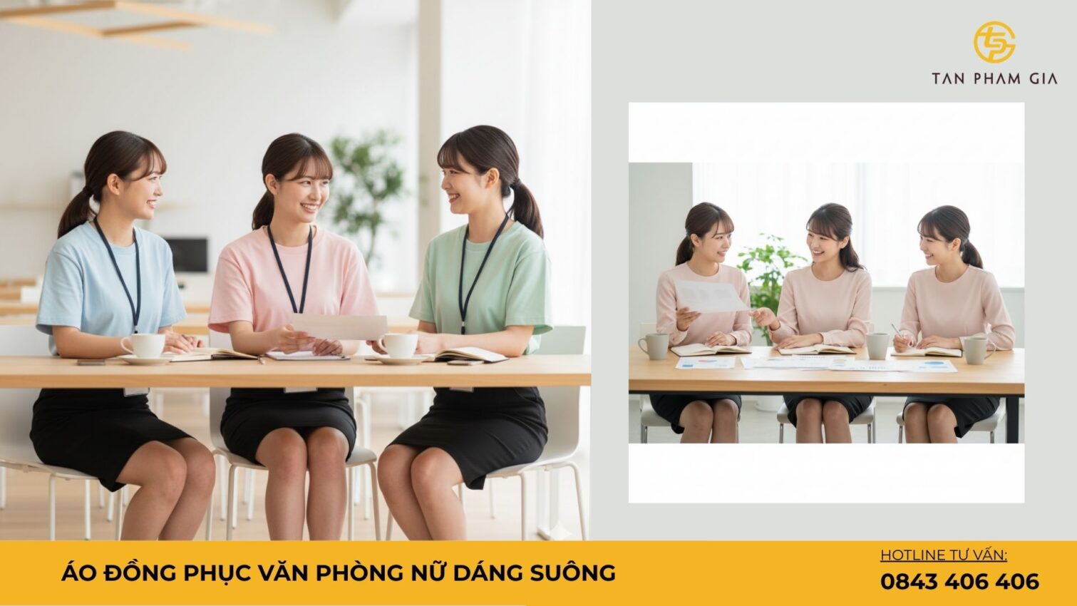 Áo đồng phục văn phòng nữ dáng suông