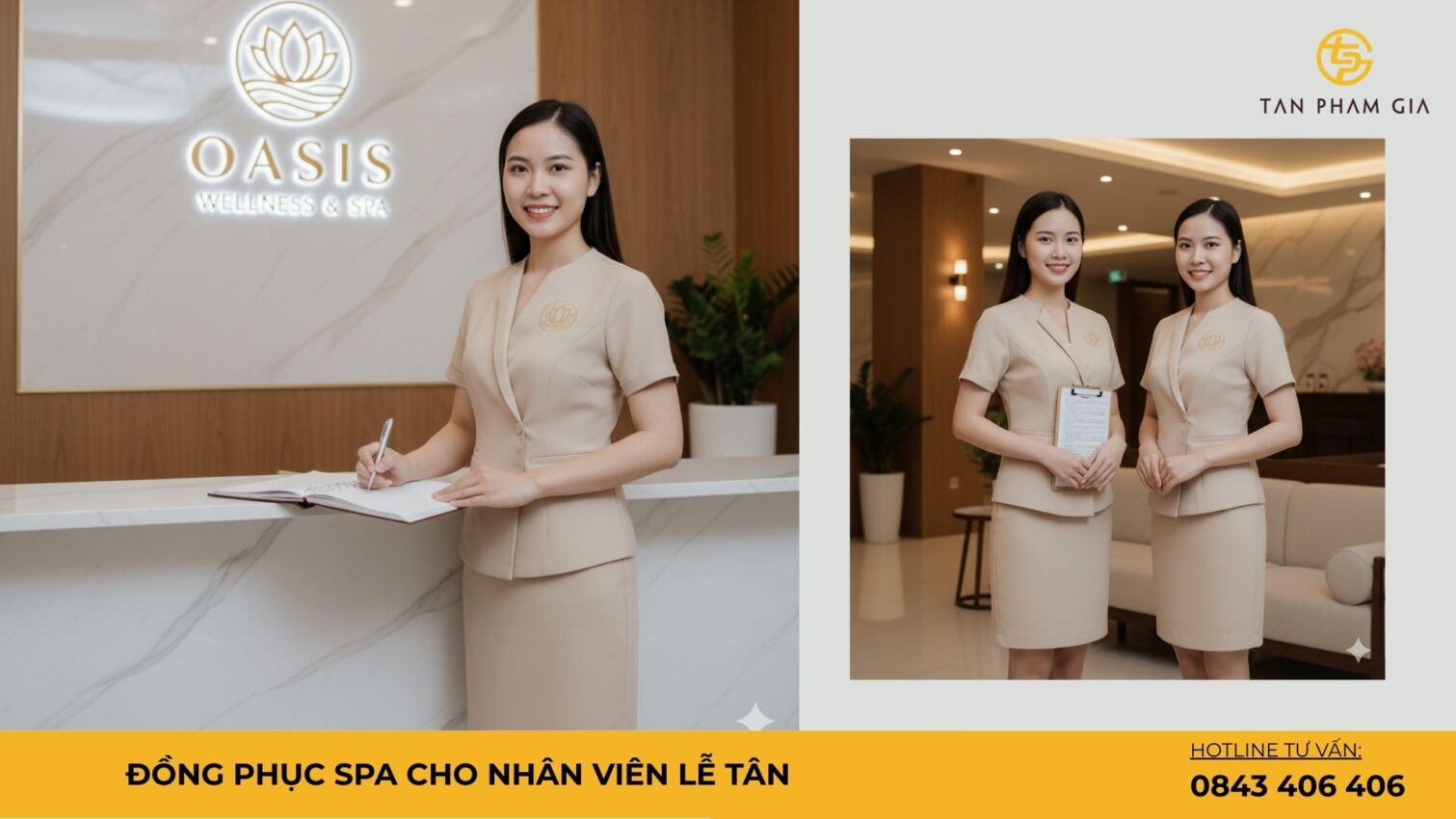 Đồng phục spa cho nhân viên lễ tân