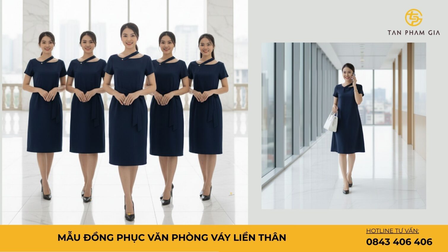 Mẫu đồng phục văn phòng váy liền thân