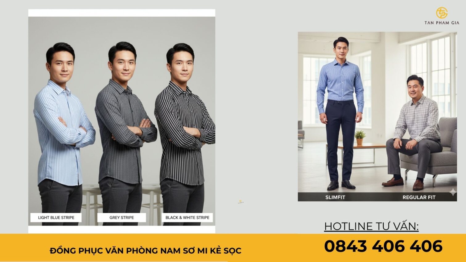 Đồng phục văn phòng nam sơ mi kẻ sọc
