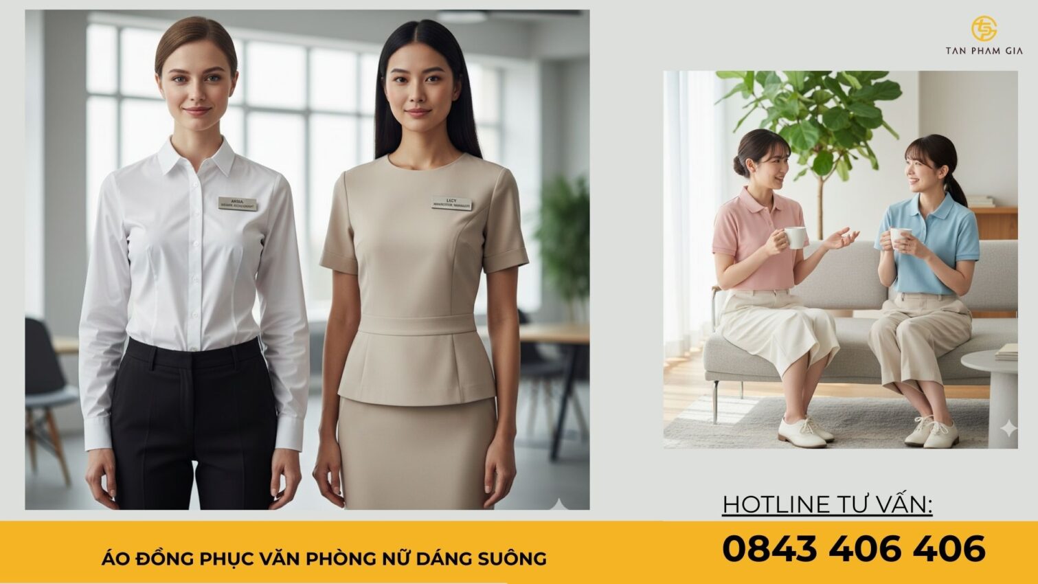 Áo đồng phục văn phòng nữ dáng suông