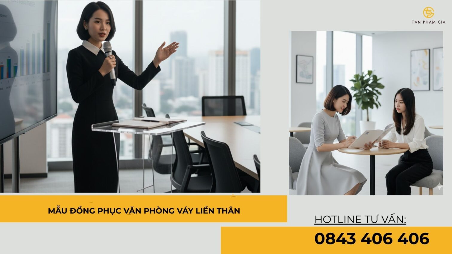 Mẫu đồng phục văn phòng váy liền thân