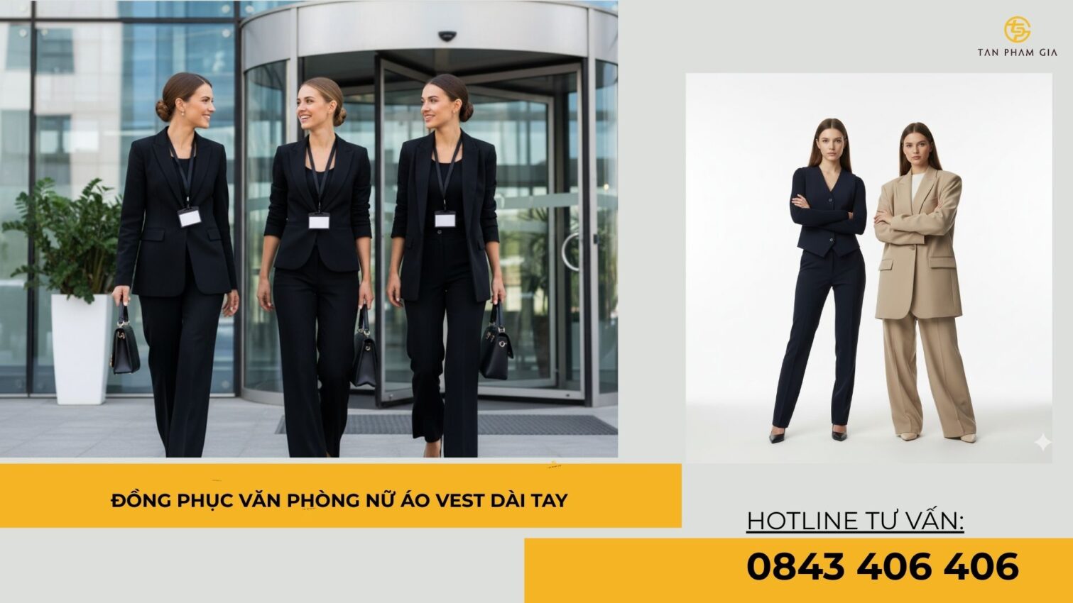 Đồng phục văn phòng nữ áo vest dài tay