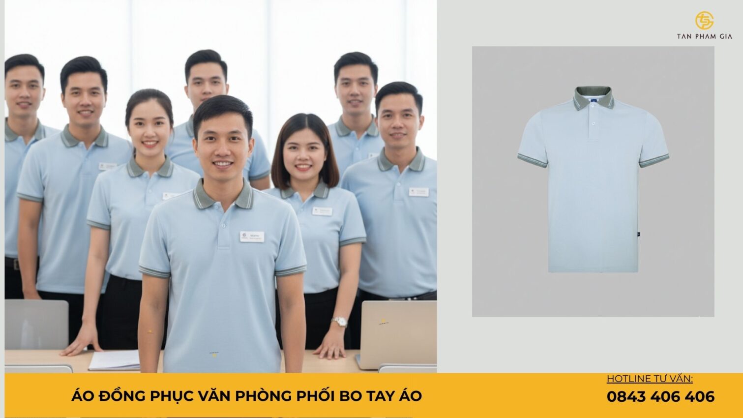 Áo đồng phục văn phòng phối bo tay áo