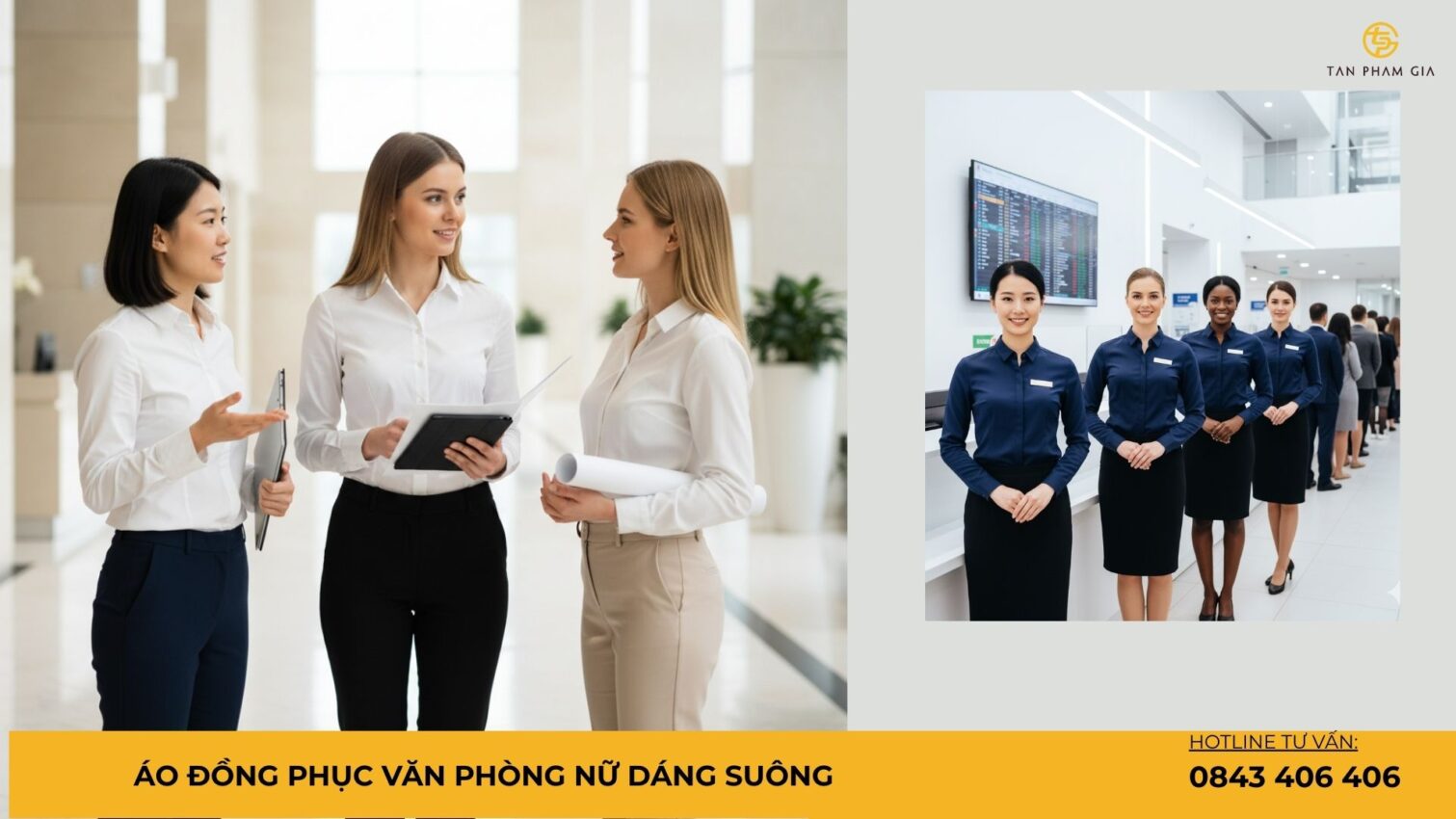 Áo đồng phục văn phòng nữ dáng suông