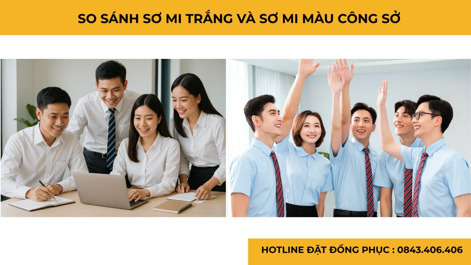 Đồng phục công sở phối áo sơ mi trắng