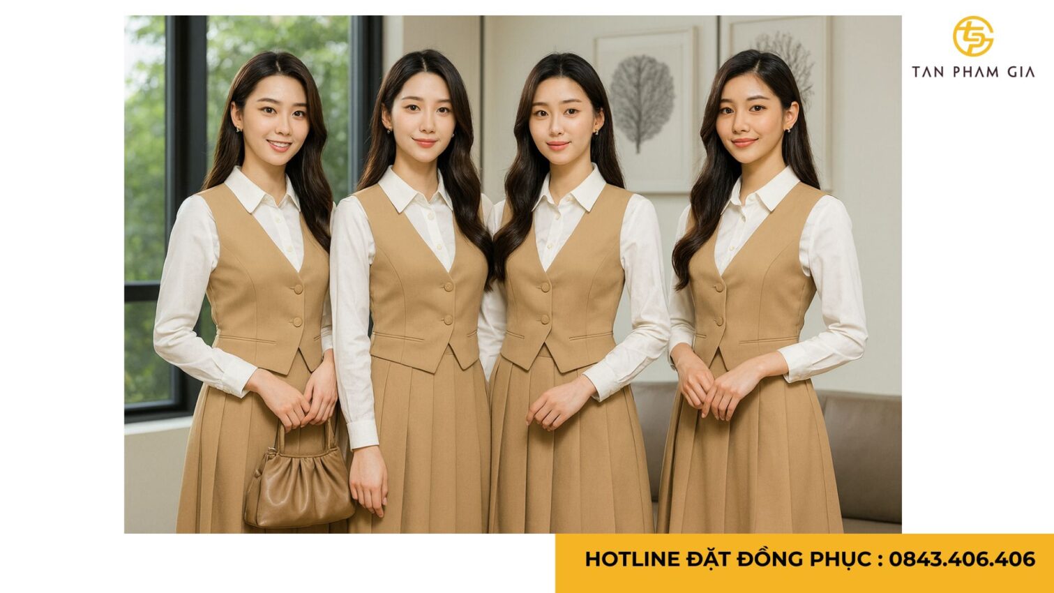 Đồng phục công sở phối váy thanh lịch