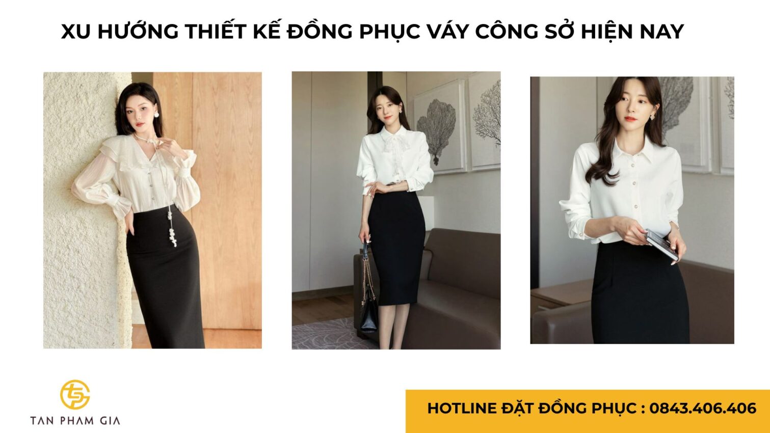 Đồng phục công sở phối váy thanh lịch