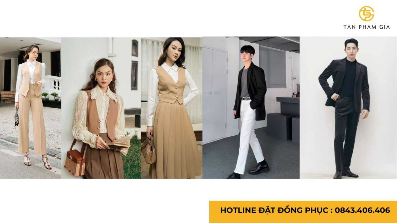 Đồng phục công sở phối vest sang trọng