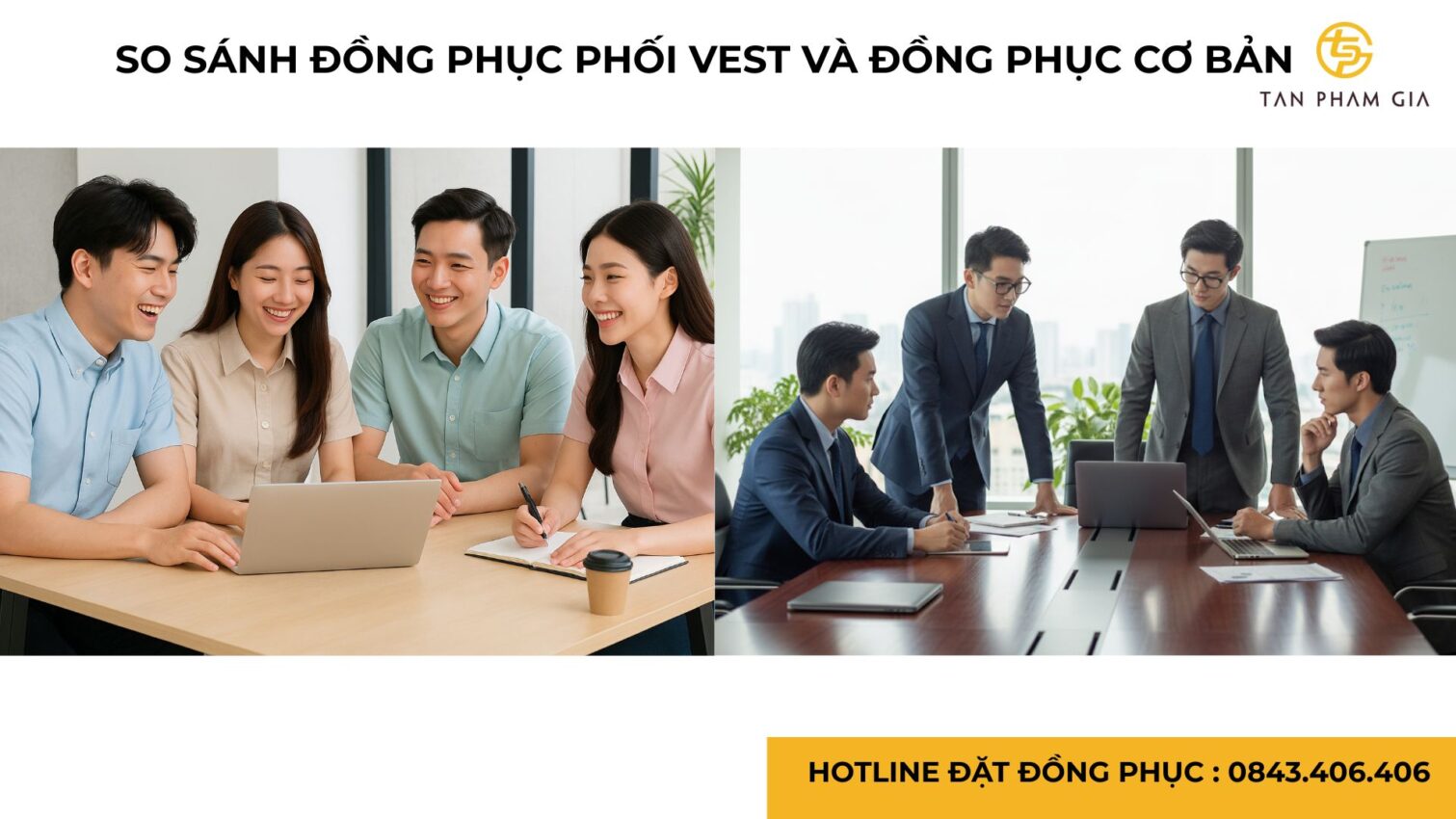 Đồng phục công sở phối vest sang trọng