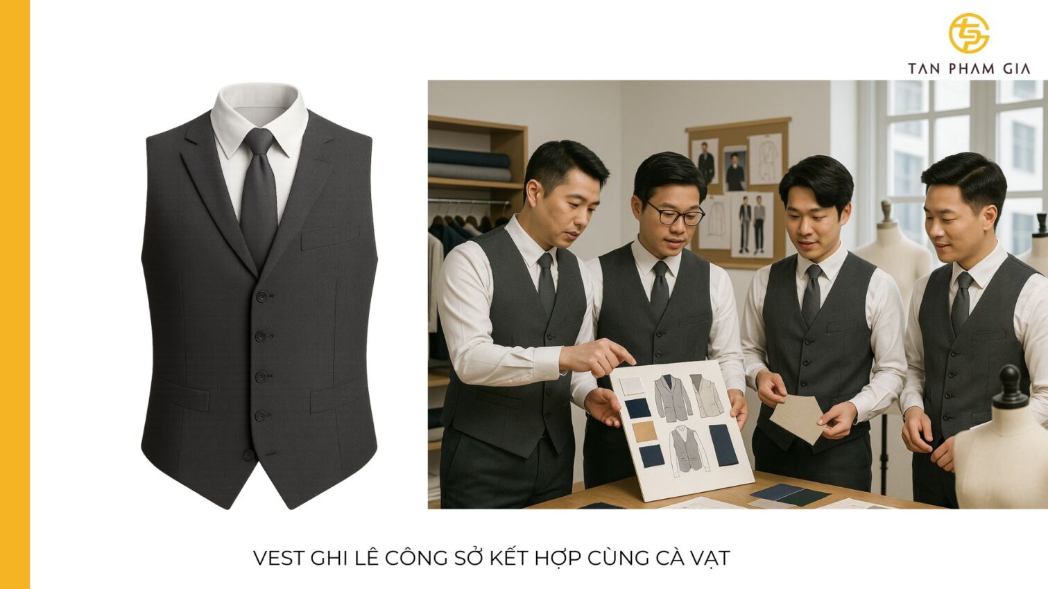 Đồng phục công sở nam áo vest ghi lê