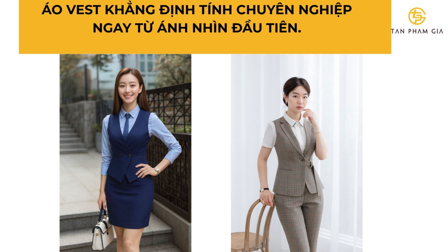 Đồng phục công sở nữ áo vest cách điệu