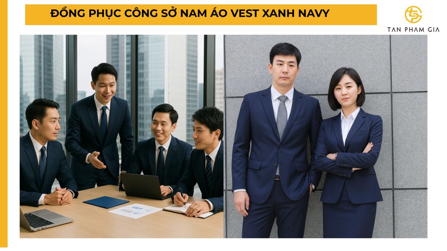 Đồng phục công sở nam áo vest xanh navy