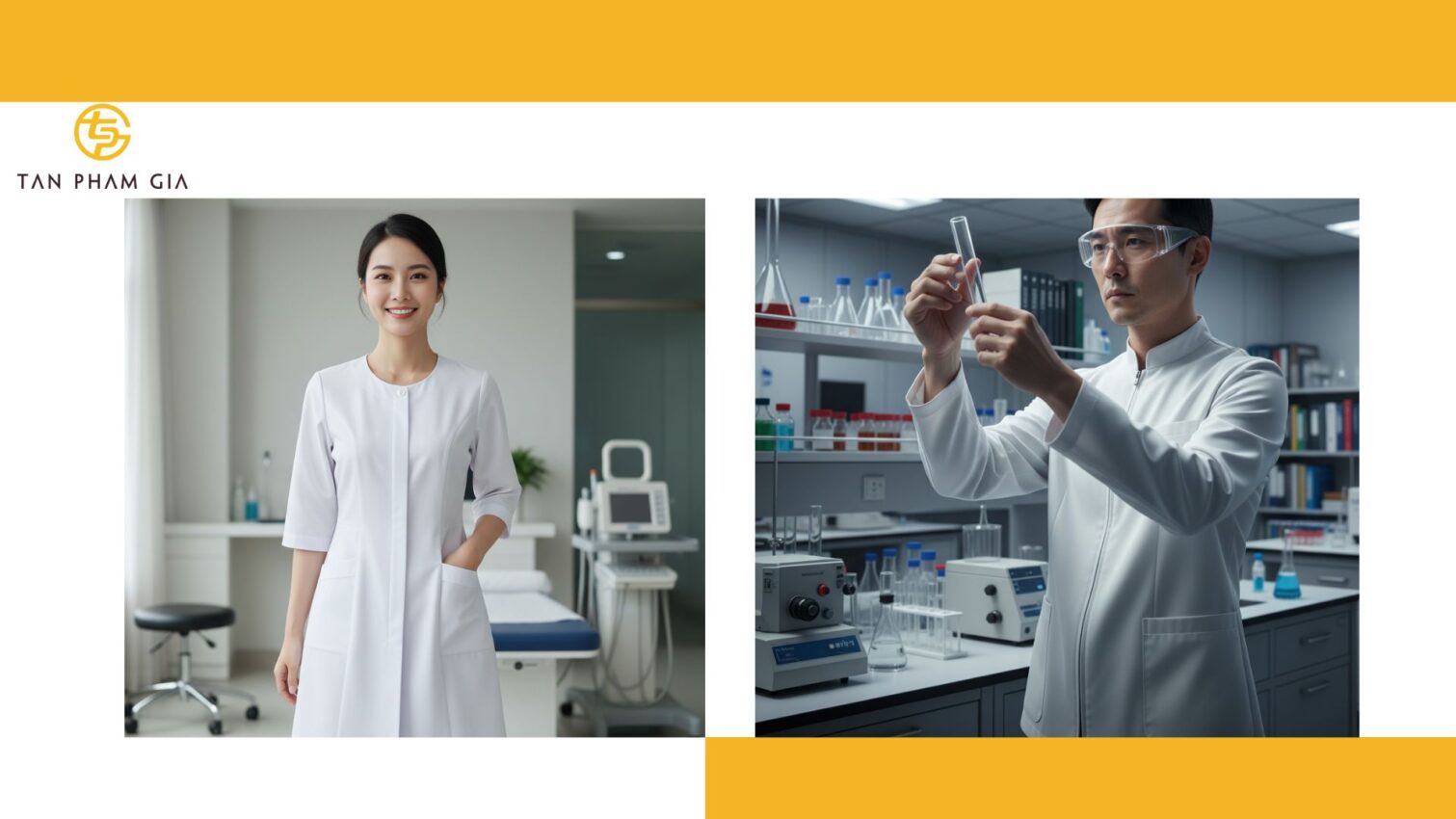 Đồng phục y tế áo blouse cổ tròn