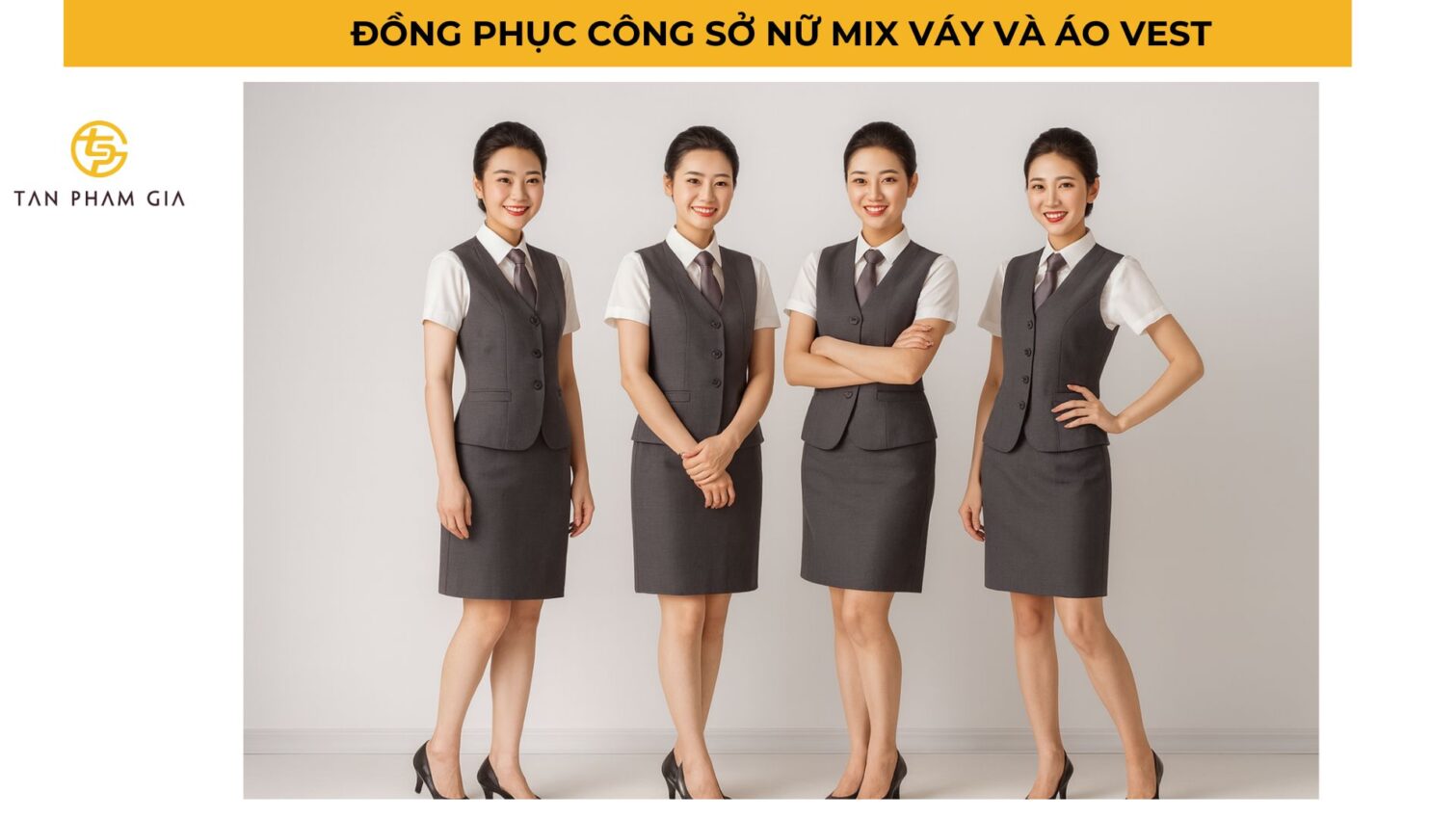 Đồng phục công sở nữ mix váy và áo vest