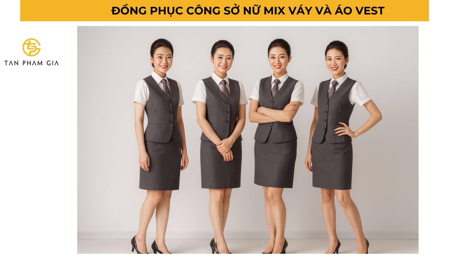 Đồng phục công sở nữ mix váy và áo vest