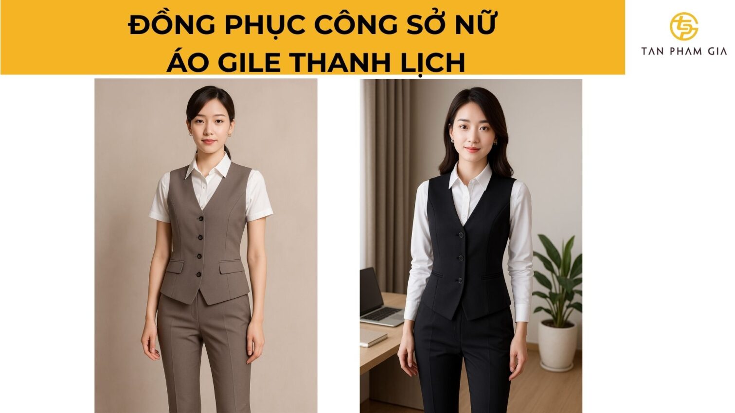 Đồng phục công sở nữ áo gile thanh lịch