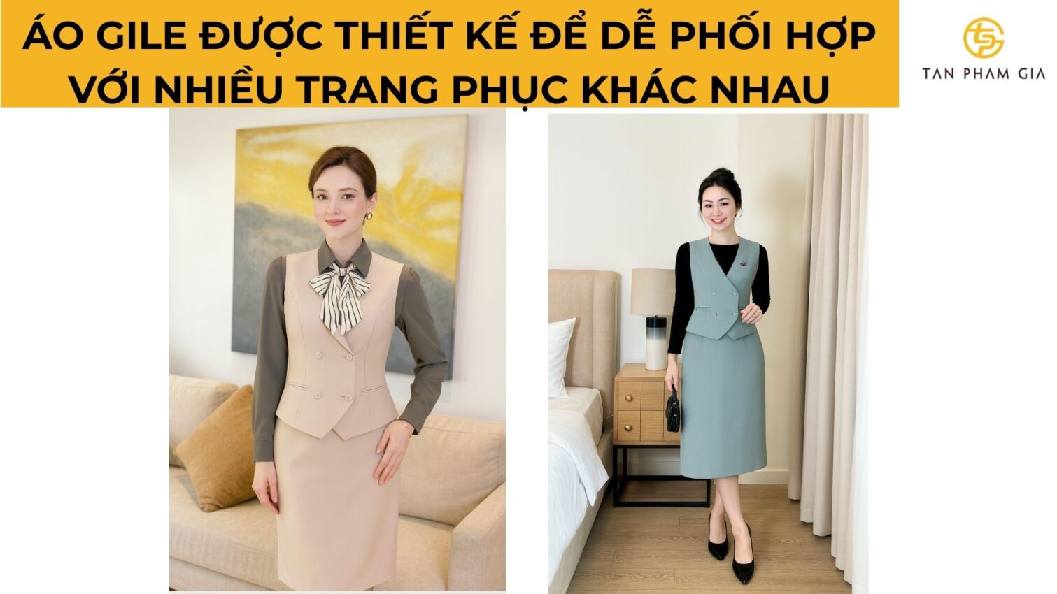 Đồng phục công sở nữ áo gile thanh lịch