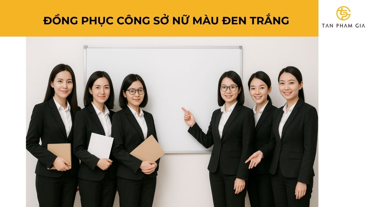 Đồng phục công sở nữ màu đen trắng