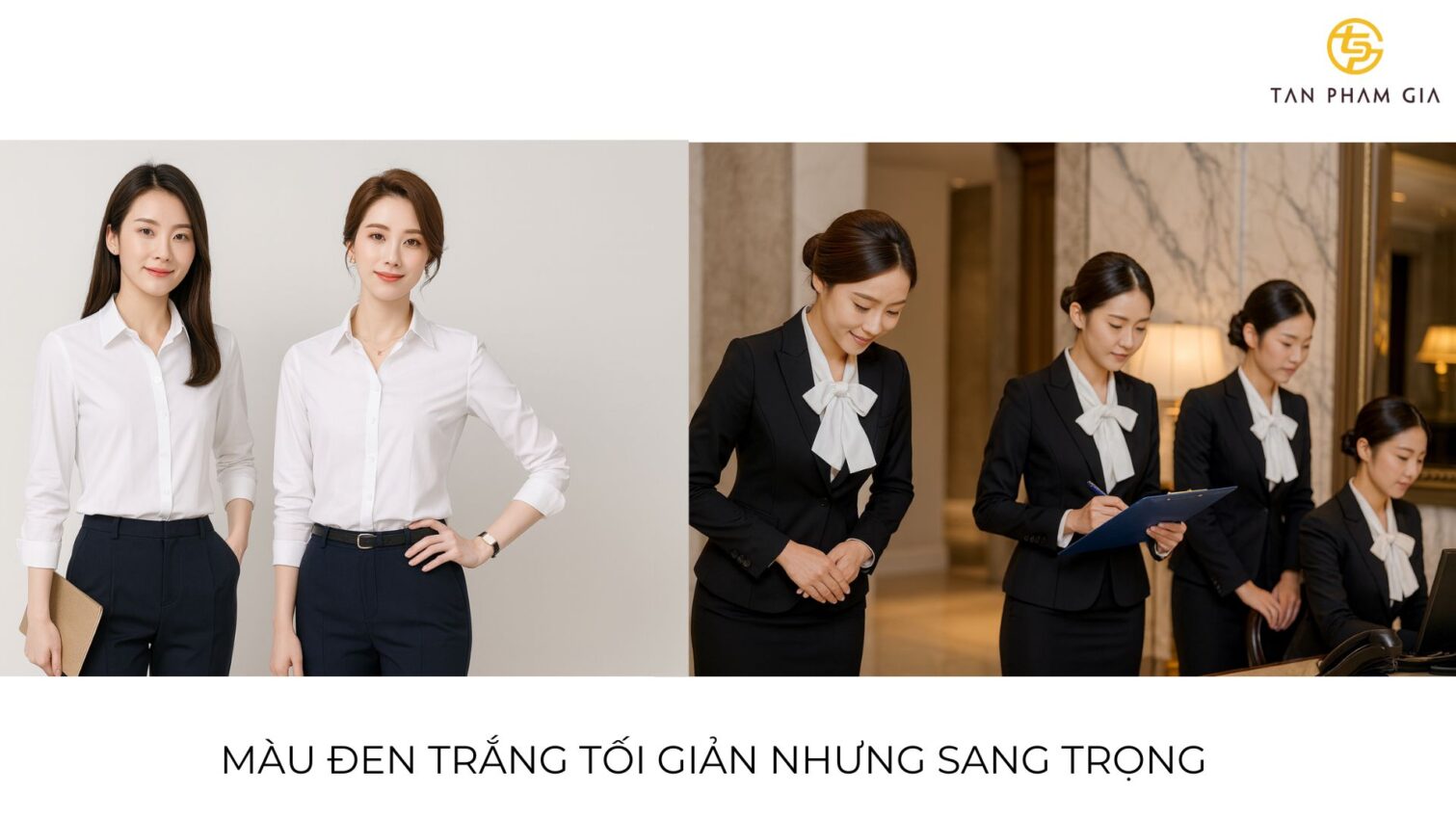 Đồng phục công sở nữ màu đen trắng