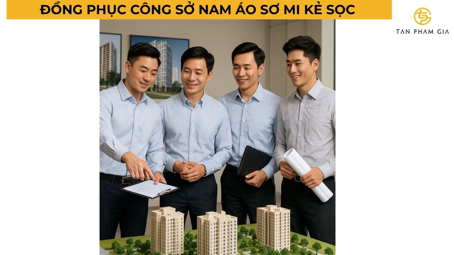 Đồng phục công sở nam áo sơ mi kẻ sọc