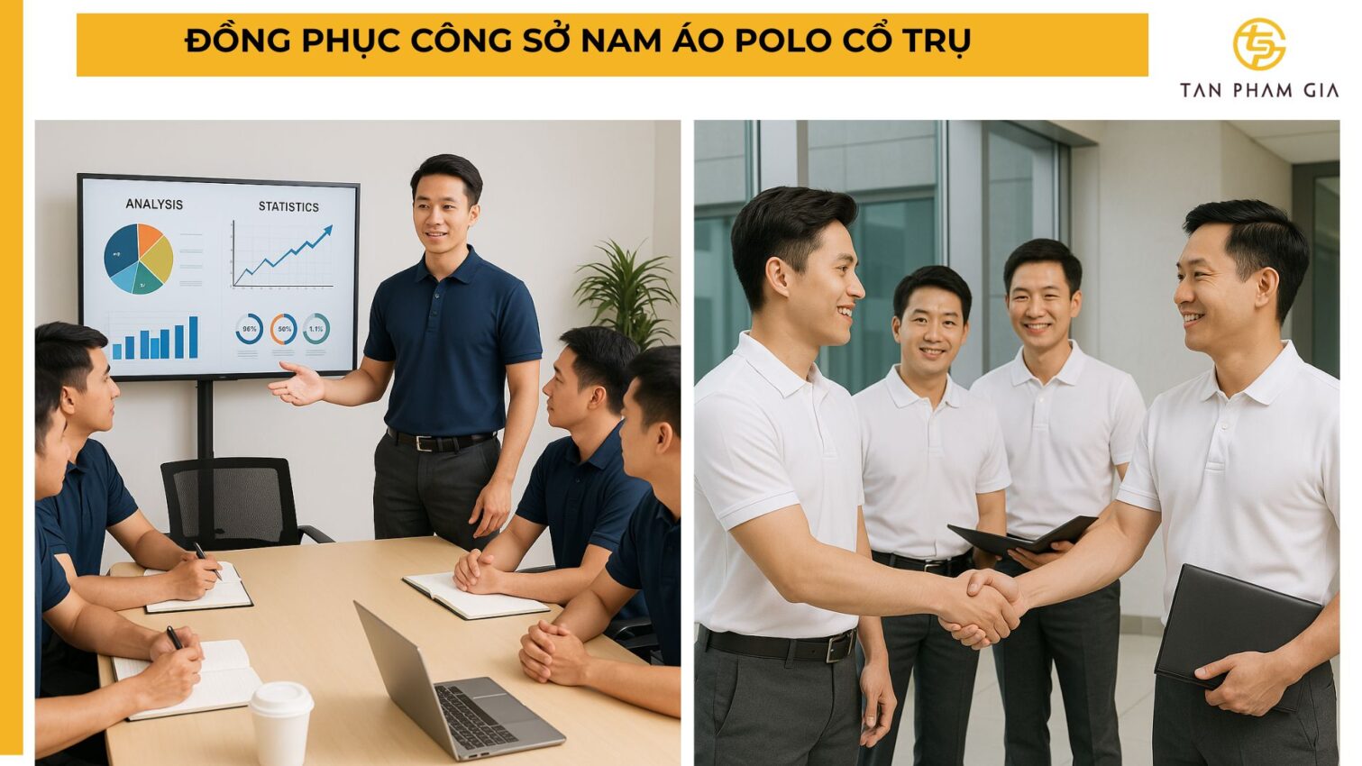 Đồng phục công sở nam áo polo cổ trụ