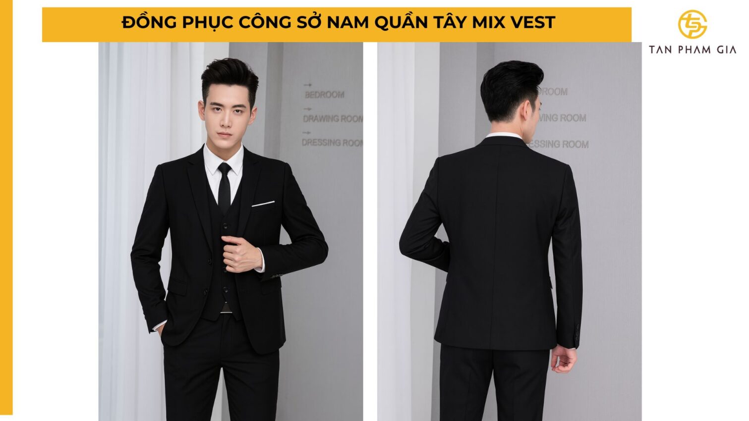 Đồng phục công sở nam quần tây mix vest