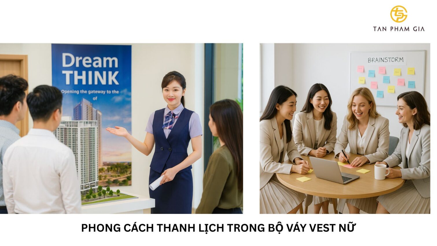 Đồng phục công sở nữ mix váy và áo vest