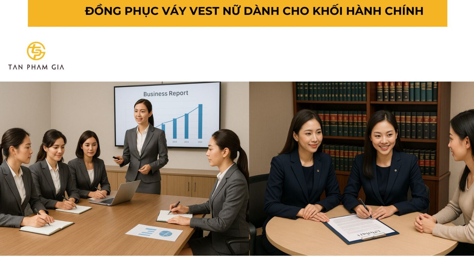 Đồng phục công sở nữ mix váy và áo vest
