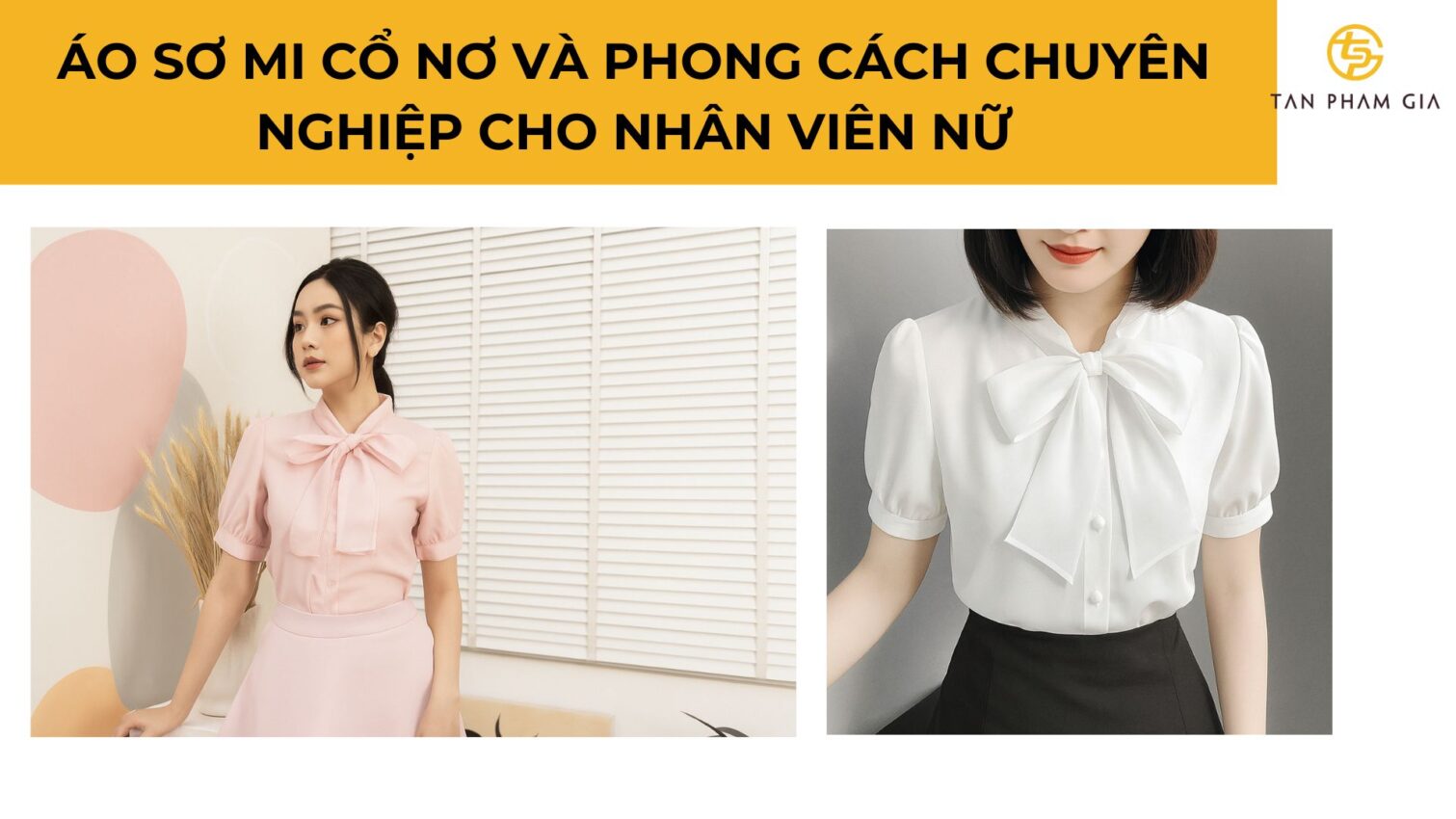 Đồng phục công sở nữ áo sơ mi cổ nơ