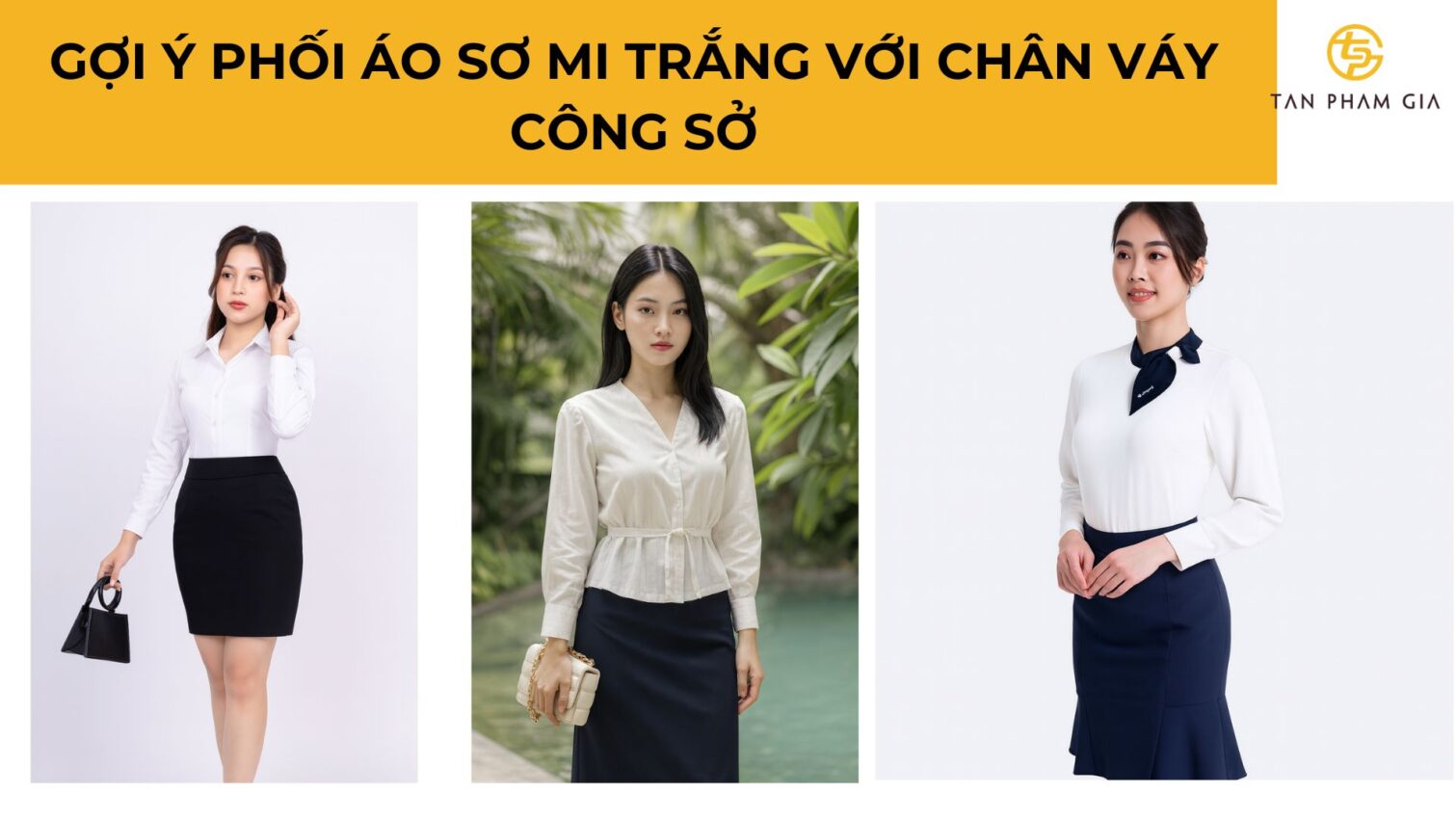 Đồng phục công sở nữ áo sơ mi trắng