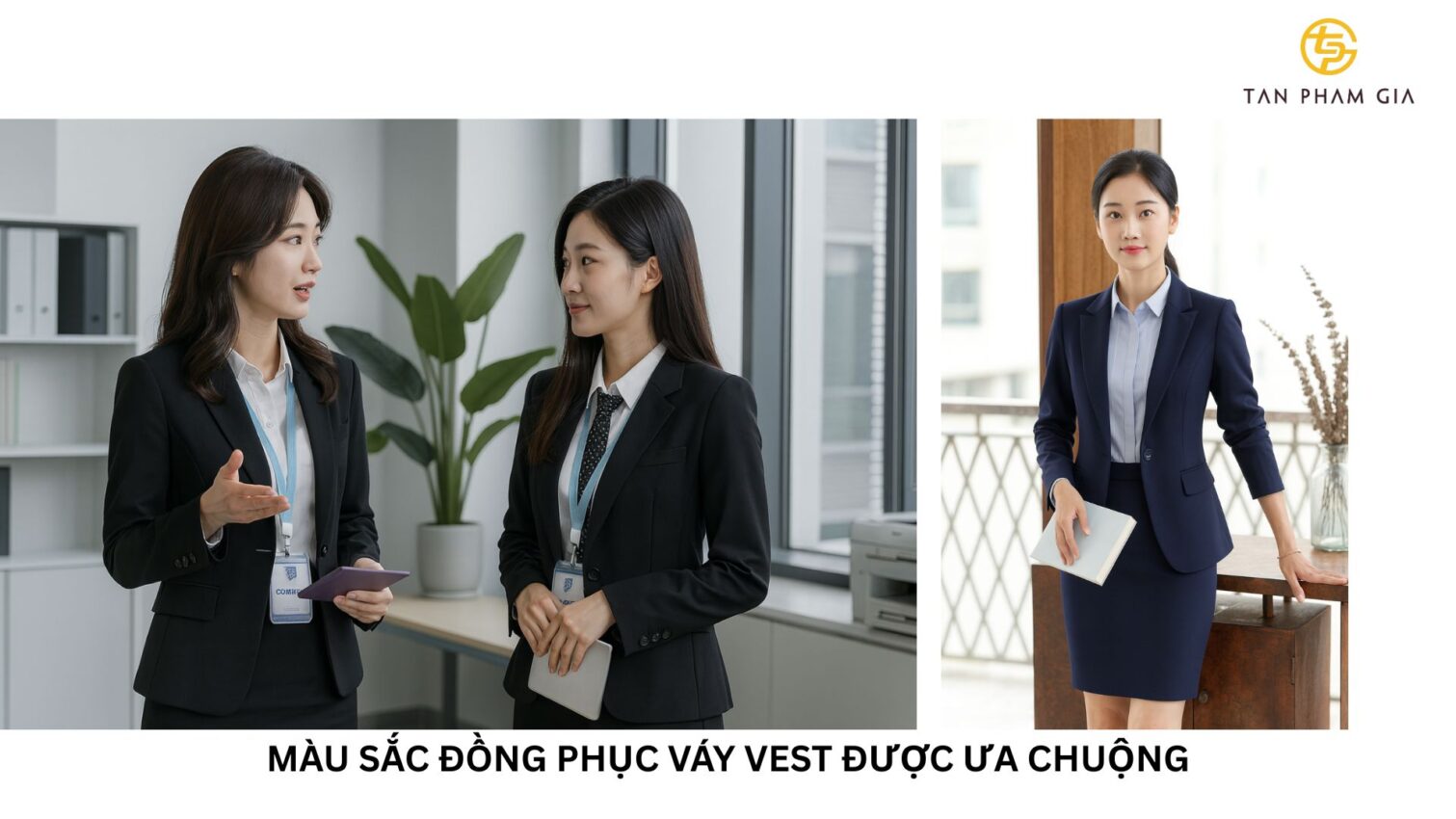 Đồng phục công sở nữ mix váy và áo vest