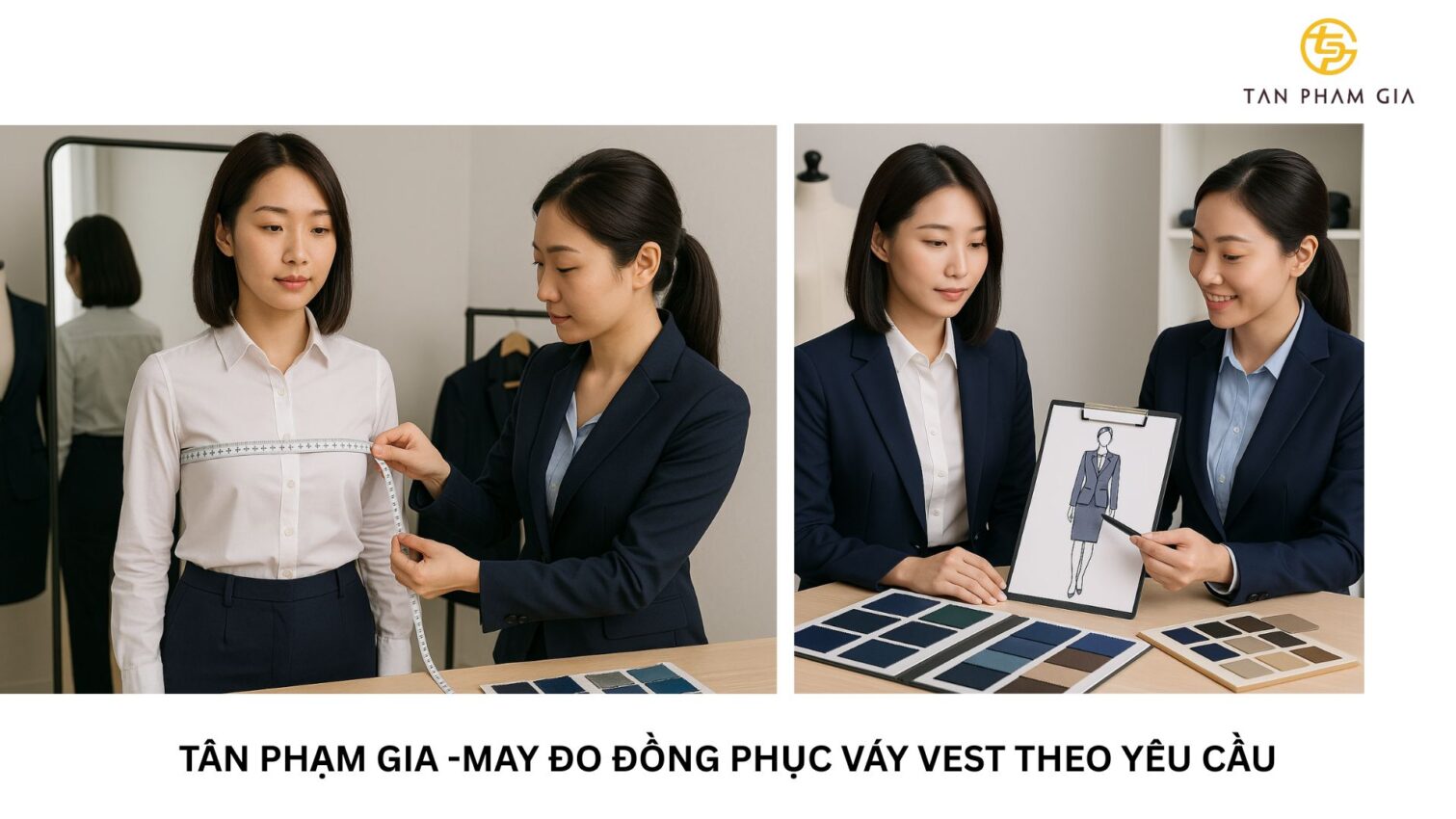 Đồng phục công sở nữ mix váy và áo vest