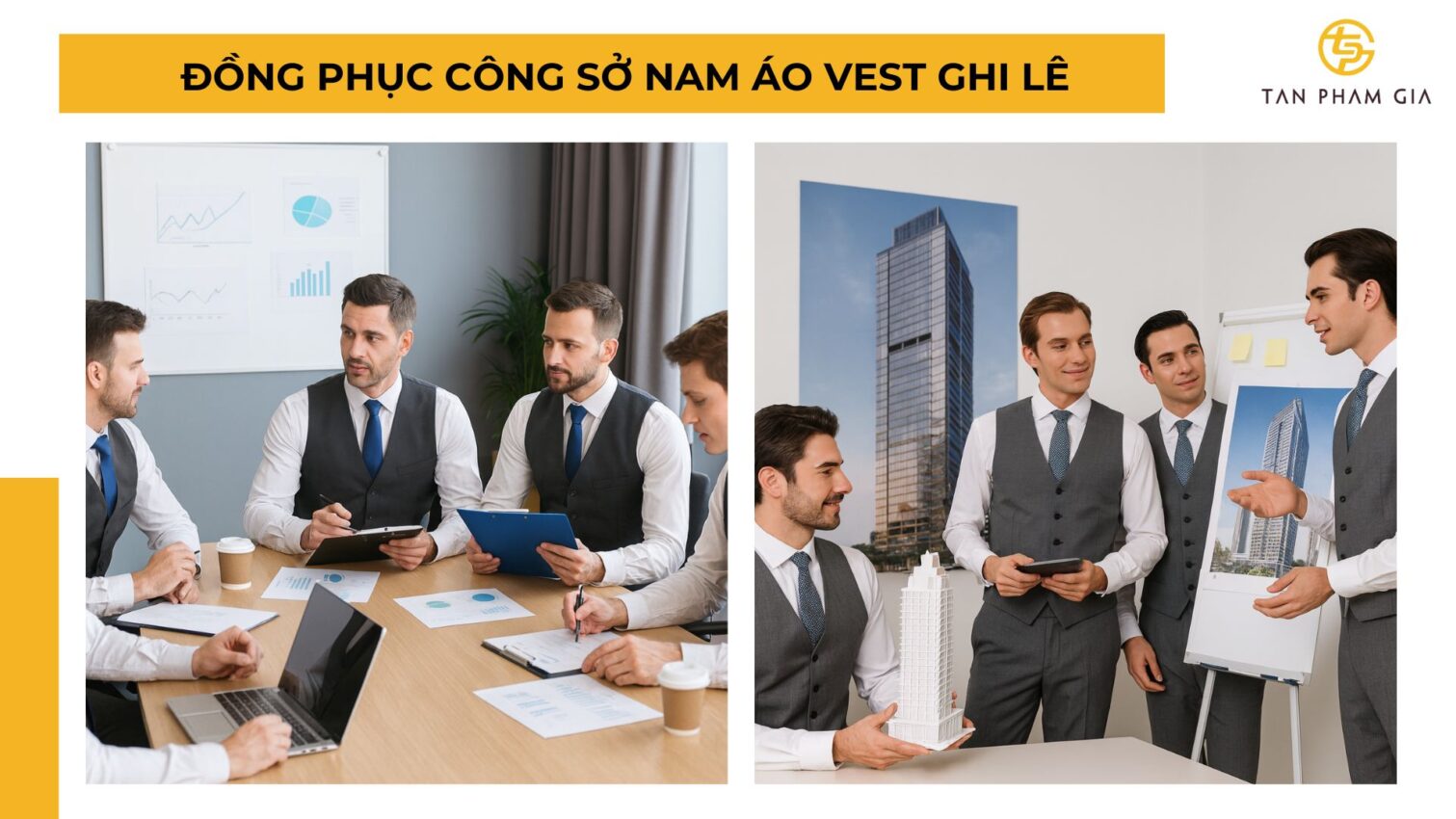 Đồng phục công sở nam áo vest ghi lê