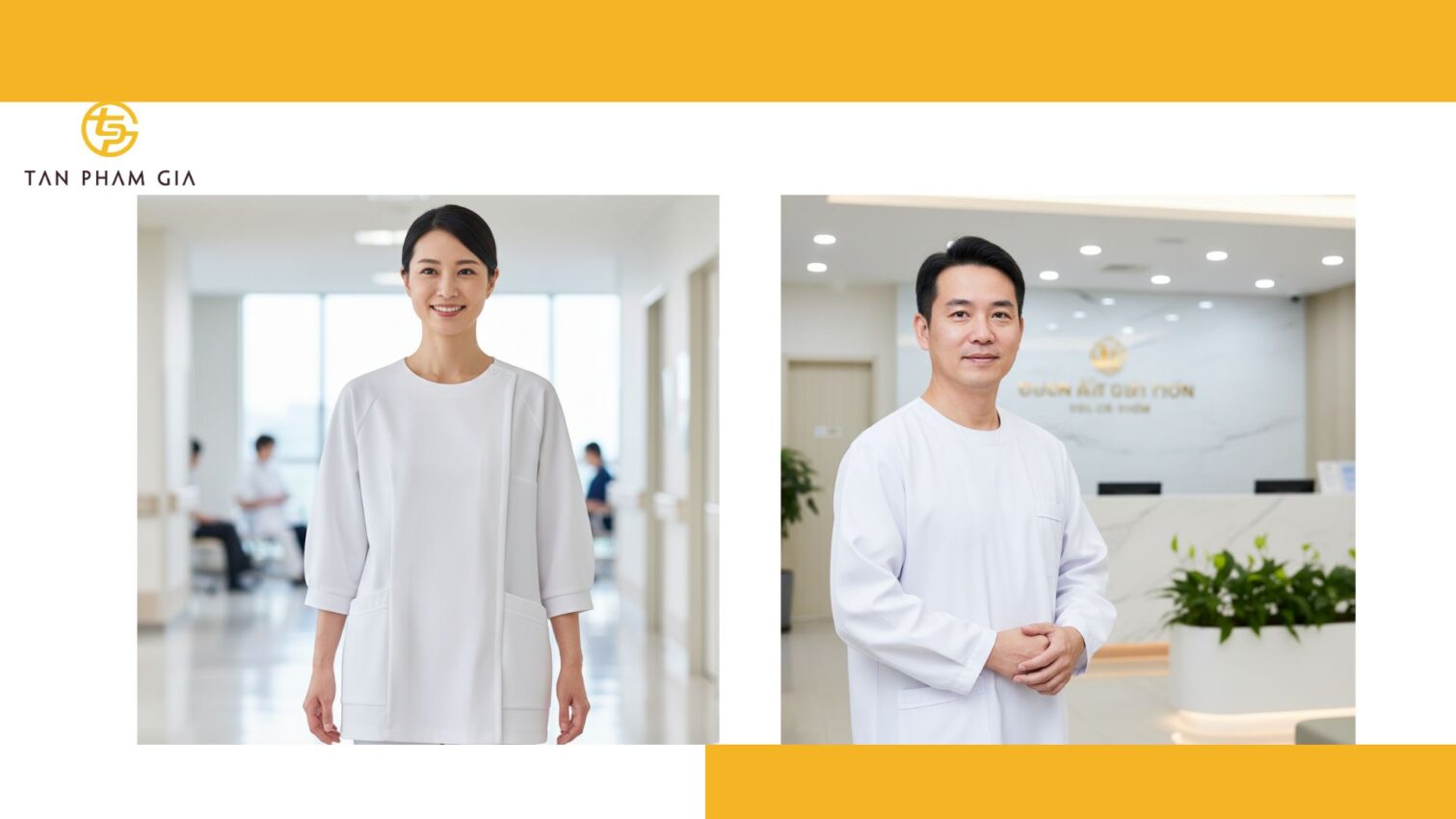 Đồng phục y tế áo blouse cổ tròn