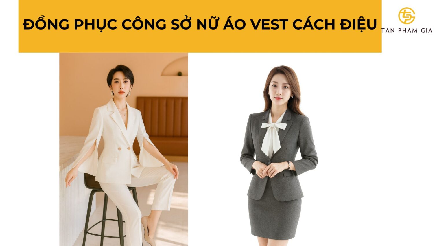 Đồng phục công sở nữ áo vest cách điệu