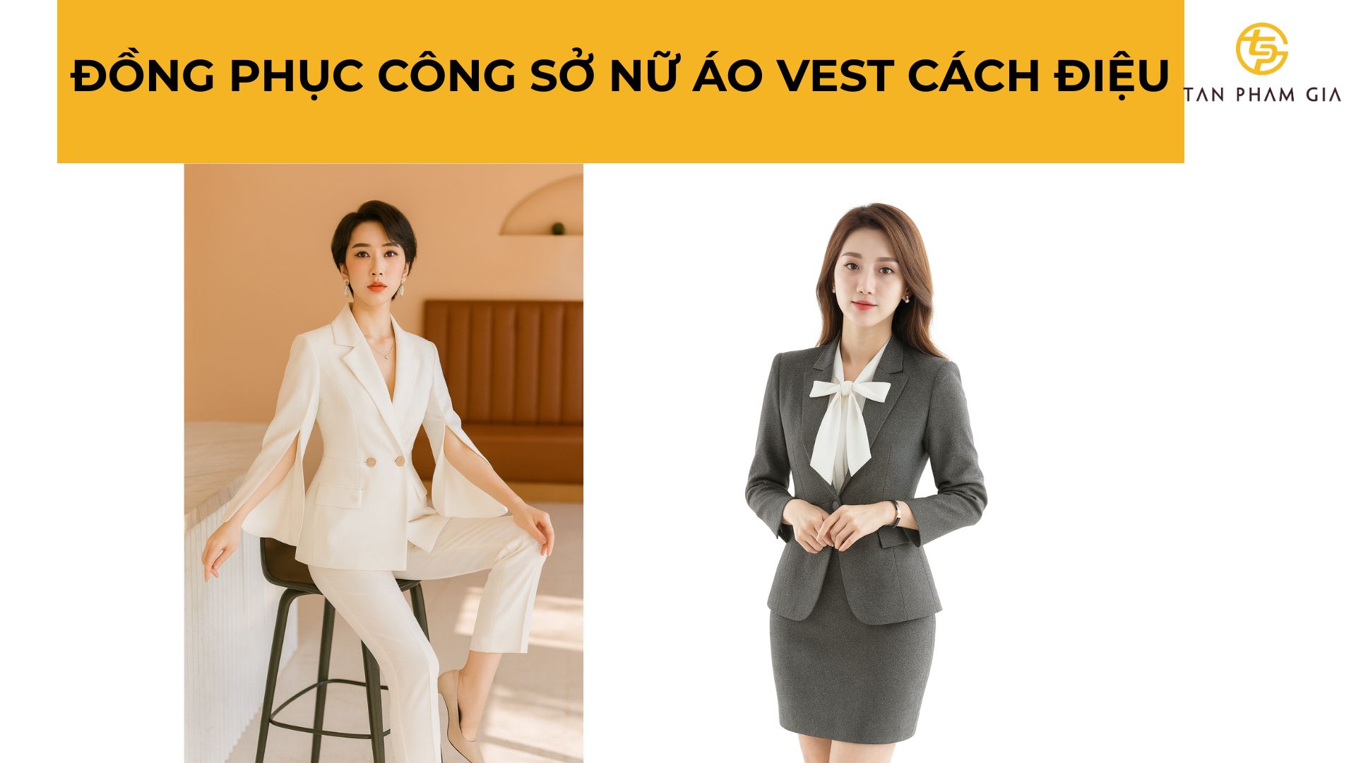 Đồng phục công sở nữ áo vest cách điệu