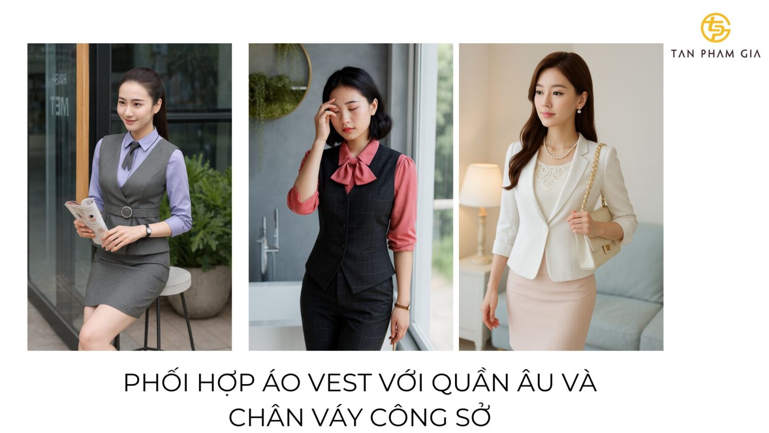 Đồng phục công sở nữ áo vest cách điệu