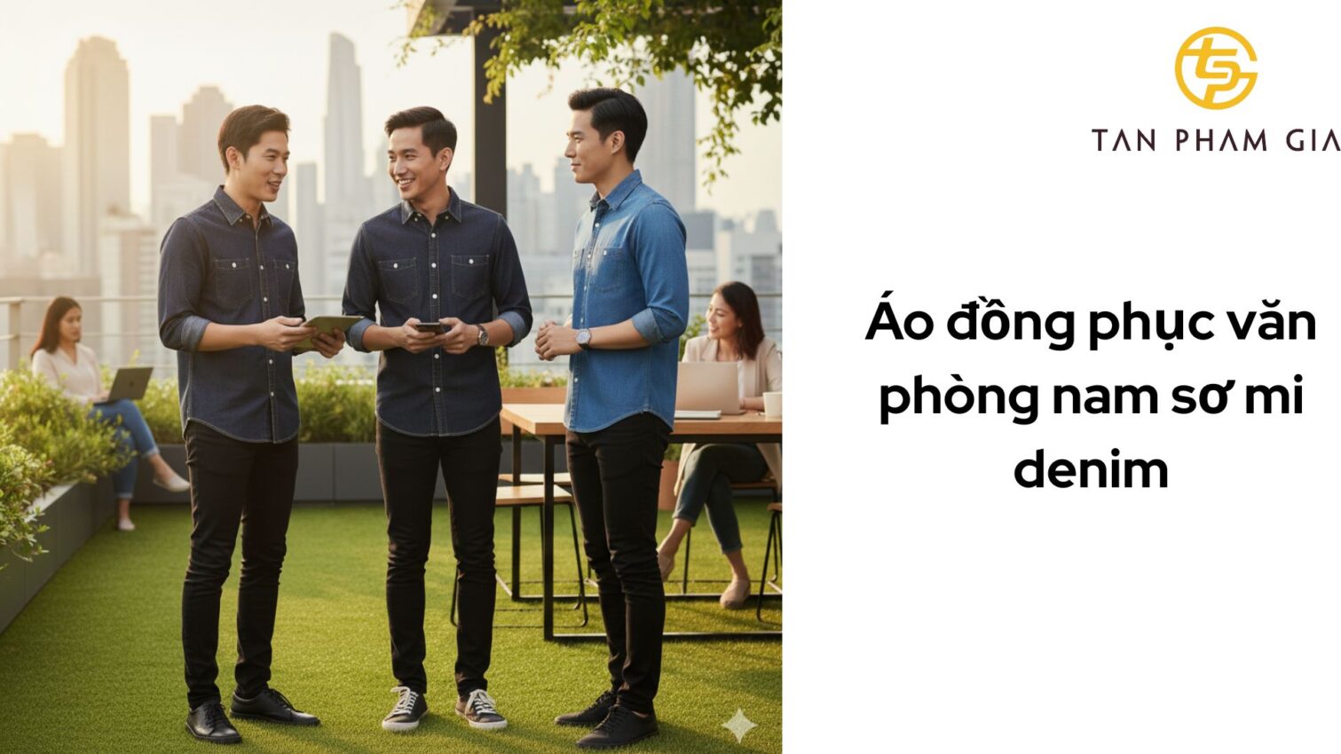 Áo đồng phục văn phòng nam sơ mi denim