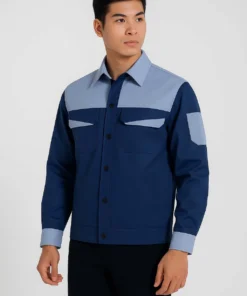 Áo Bảo Hộ Lao Động Tay Dài Màu Xanh