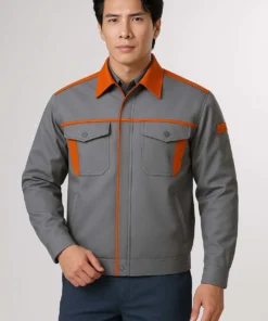 Áo Bảo Hộ Lao Động Tay Dài Màu Xám Cam