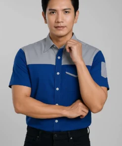 Áo Bảo Hộ Lao Động Tay Ngắn Màu Xanh